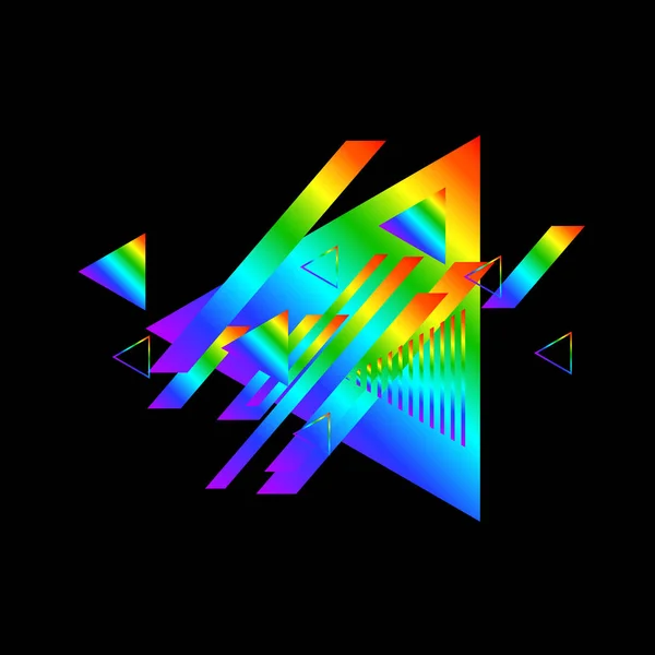 Geometryczny Wzór Kolorowych Trójkątów Czarnym Tle — Wektor stockowy