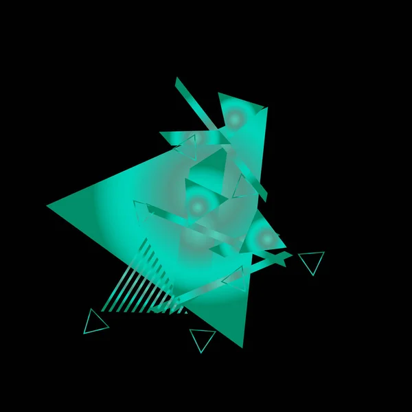 Абстрактный Рисунок Зелеными Треугольниками Черном Фоне — стоковый вектор