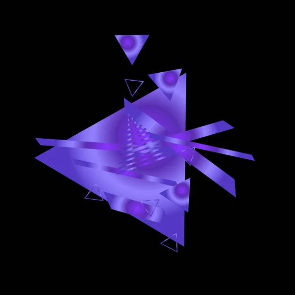 Geometric Pattern Purple Triangles Black Background — Stock Vector