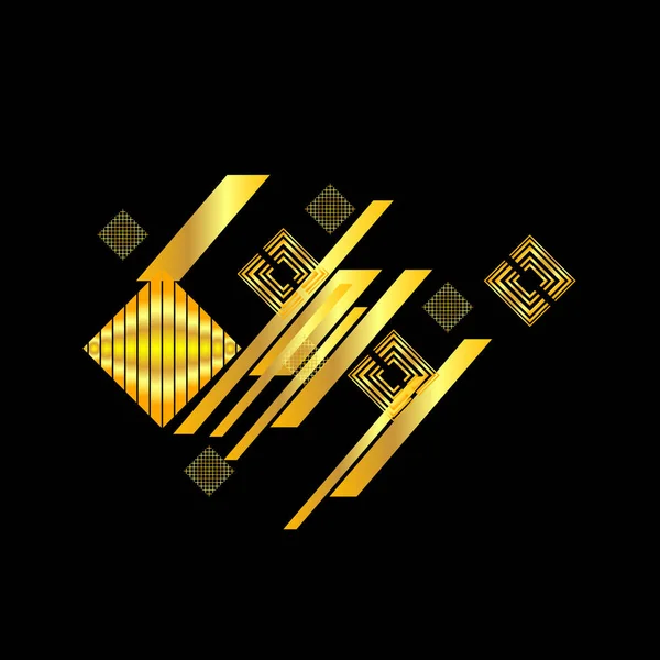 Geometrisch Patroon Met Gouden Rhombuses Zwart Vector Illustratie — Stockvector