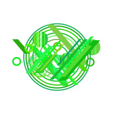 Beyaz arka plan üzerinde soyut yeşil daireler ve çizgiler