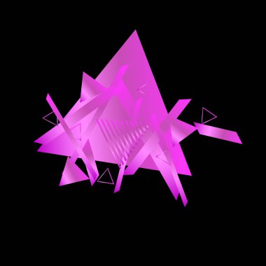 Siyah arka plan üzerinde pembe üçgenler ile geometrik desen