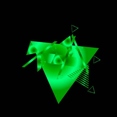 Siyah arka plan üzerinde parlak yeşil üçgenler