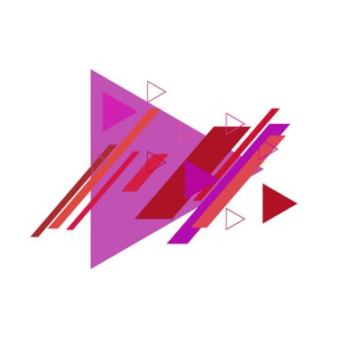 Beyaz arka plan üzerinde pembe ve kırmızı üçgenler ile soyut desen