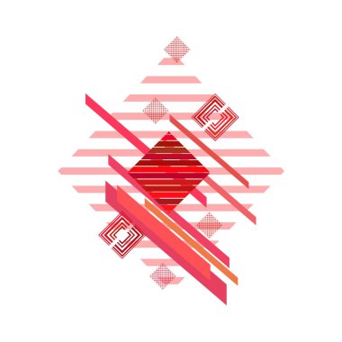 Beyaz arka planda kırmızı ve pembe renklerde rhombuses 