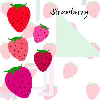 Yazı ile çilek İllüstrasyon, vektör 