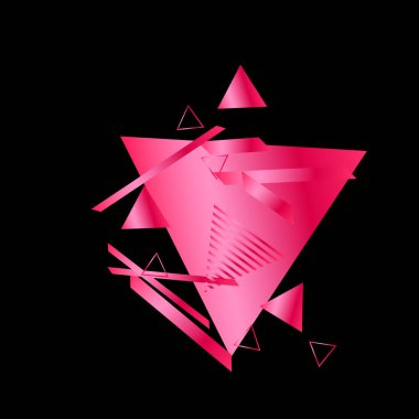 Siyah arka plan üzerinde pembe üçgenler ile soyut desen
