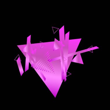 Siyah arka plan üzerinde pembe üçgenler ile geometrik desen