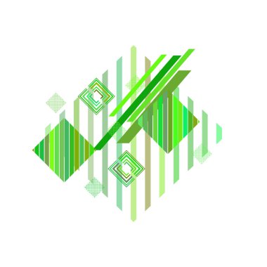 Beyaz arka plan üzerinde yeşil eşkenar dörtgen ile soyut desen