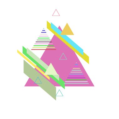 Beyaz arka plan üzerinde soyut renkli üçgenler