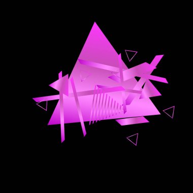 Siyah arka plan üzerinde pembe üçgenler ile geometrik desen