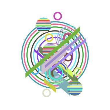 Beyaz arka plan üzerinde renkli daireler ile soyut desen