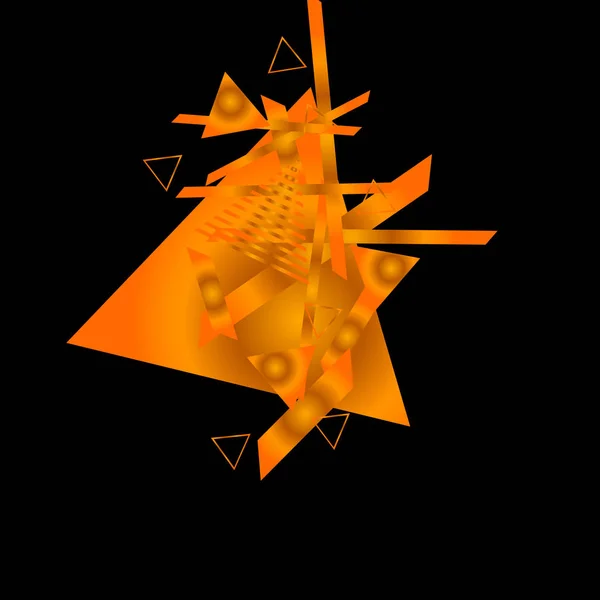 Helder Oranje Driehoeken Zwarte Achtergrond — Stockvector
