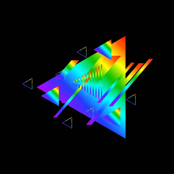 Geometriskt Mönster Med Färgglada Trianglar Svart Bakgrund — Stock vektor