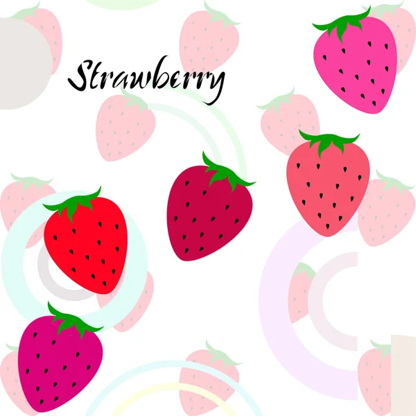 Illustration Strawberries Lettering Vector — Stock Vector