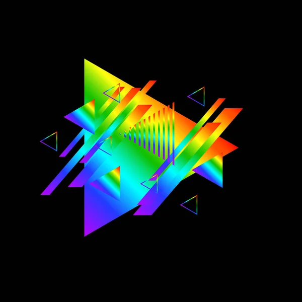 Siyah Arka Plan Üzerinde Renkli Üçgenler Ile Geometrik Desen — Stok Vektör