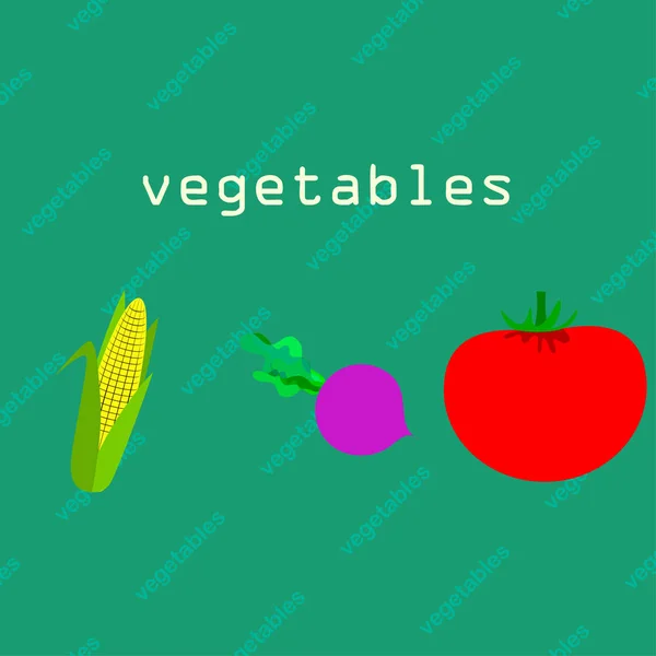 レタリング ベクトル付き野菜のシンプルなイラスト — ストックベクタ