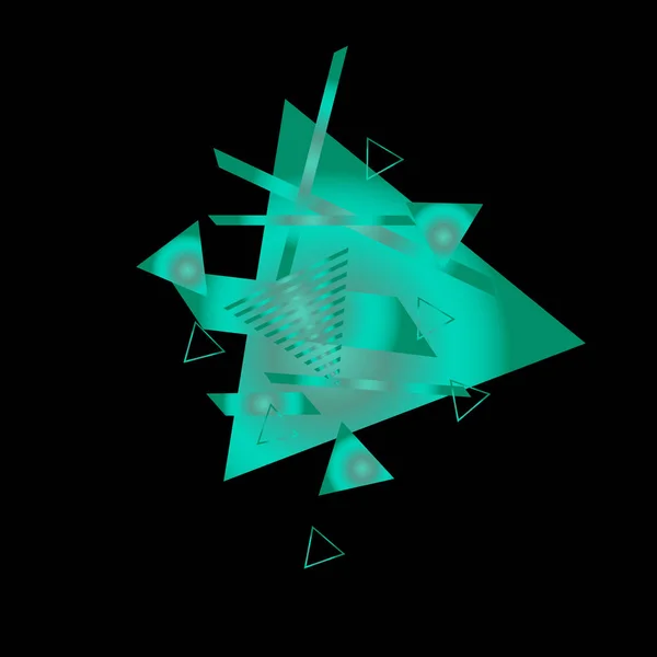 Abstrakt Mönster Med Gröna Trianglar Svart Bakgrund — Stock vektor
