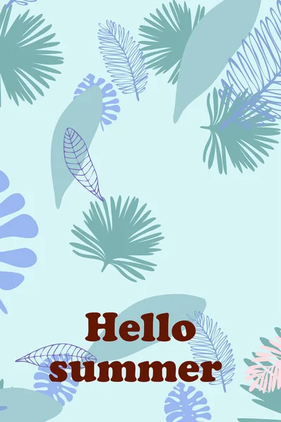 Bladeren Van Tropische Planten Kleur Zomer Briefkaart Zomer Vakantie Vector — Stockvector