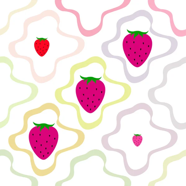 Illustration Fraises Colorées Sur Fond Clair Vecteur — Image vectorielle