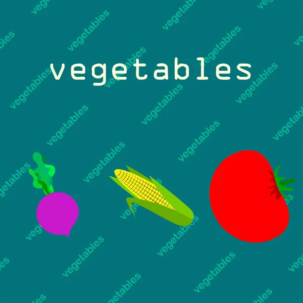 Illustration Simple Légumes Avec Lettrage Vecteur — Image vectorielle