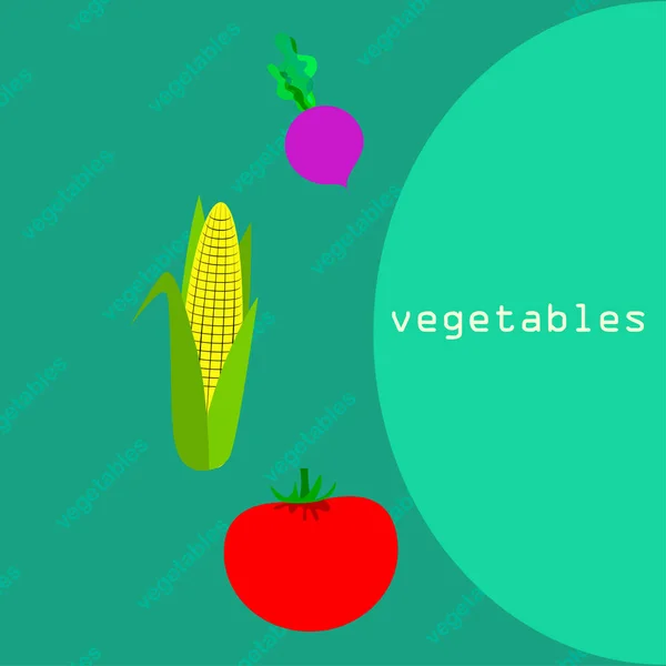 Ilustrasi Sederhana Dari Sayuran Dengan Huruf Vektor - Stok Vektor