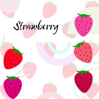 Yazı ile çilek İllüstrasyon, vektör 
