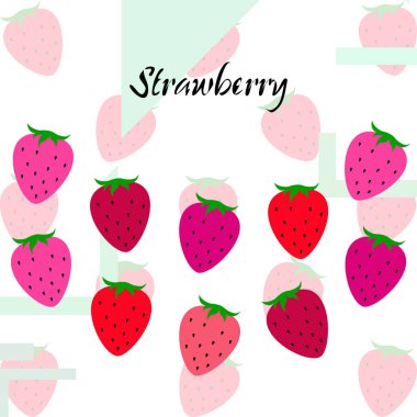 Yazı ile çilek İllüstrasyon, vektör 