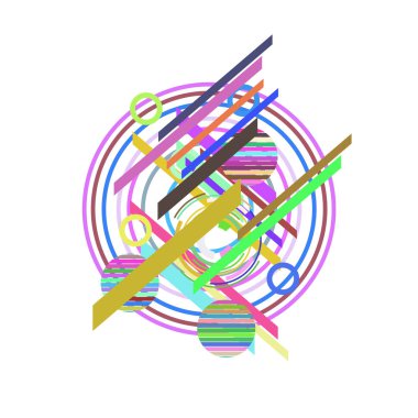 Beyaz arka plan üzerinde renkli daireler ile soyut desen