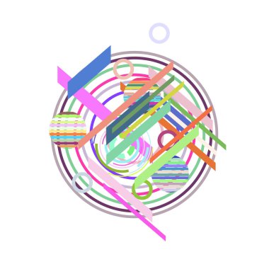 Beyaz arka plan üzerinde renkli daireler ile soyut desen