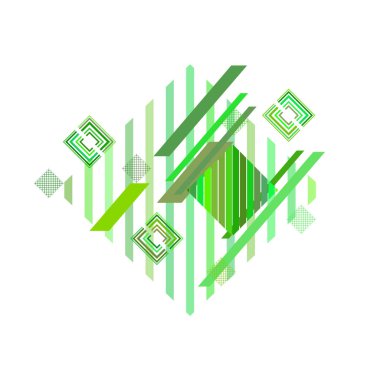 Beyaz arka plan üzerinde yeşil eşkenar dörtgen ile soyut desen