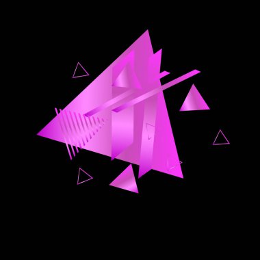 Siyah arka plan üzerinde pembe üçgenler ile geometrik desen