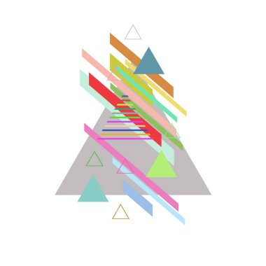 Beyaz arka plan üzerinde soyut renkli üçgenler