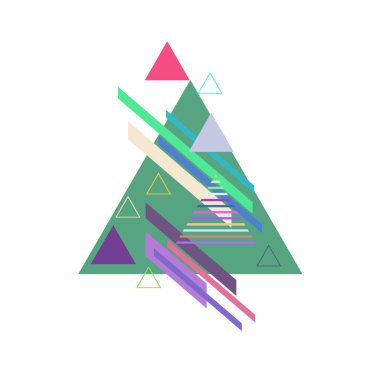 Beyaz arka plan üzerinde soyut renkli üçgenler