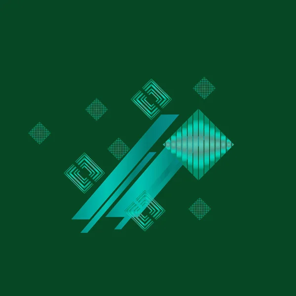 Abstract Turquoise Rhombuses Donker Groene Achtergrond — Stockvector