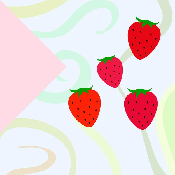 Illustration Von Farbigen Erdbeeren Auf Hellem Hintergrund Vektor — Stockvektor