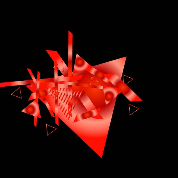 Geometryczny Wzór Czerwonymi Trójkątami Czarnym Tle — Wektor stockowy