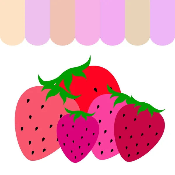 Ilustración Fresas Colores Sobre Fondo Claro Vector — Archivo Imágenes Vectoriales