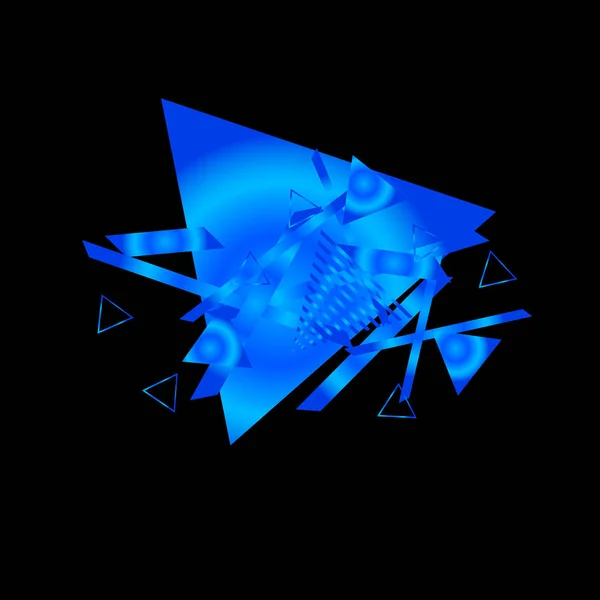 Geometrisches Muster Mit Blauen Dreiecken Auf Schwarzem Hintergrund — Stockvektor