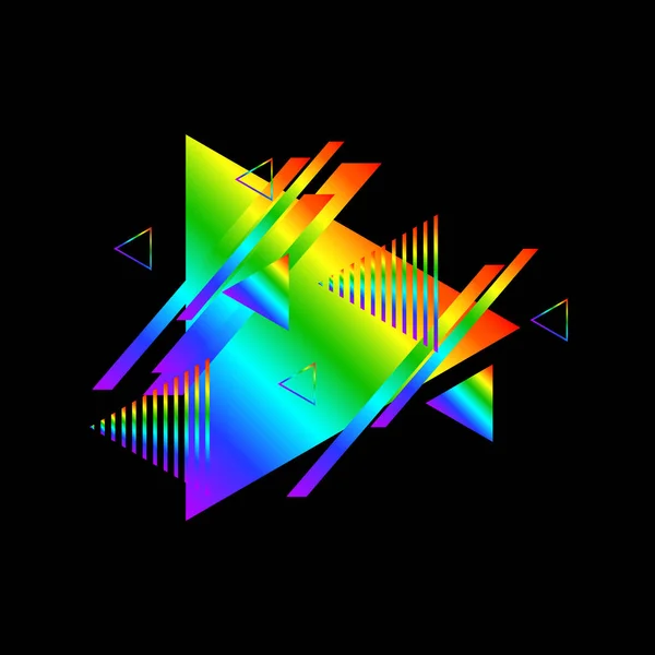 Patrón Geométrico Con Triángulos Colores Sobre Fondo Negro — Vector de stock