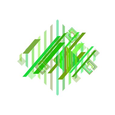 Beyaz arka plan üzerinde yeşil eşkenar dörtgen ile soyut desen