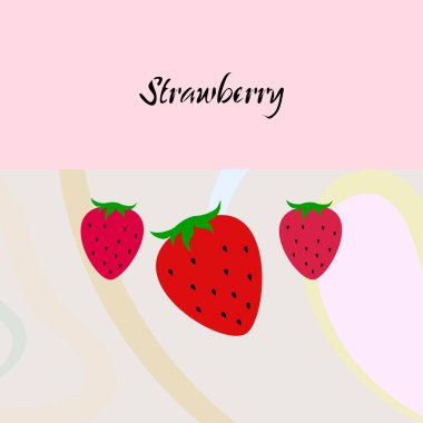 Yazı ile çilek İllüstrasyon, vektör 