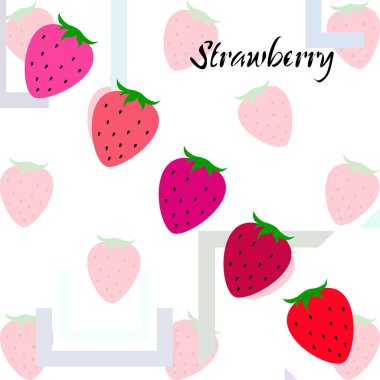 Yazı ile çilek İllüstrasyon, vektör 