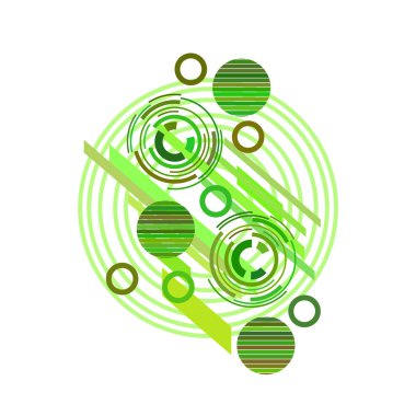 Beyaz arka plan üzerinde yeşil daireler ile soyut desen, vektör illüstrasyon