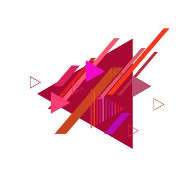 Beyaz arka plan üzerinde pembe ve kırmızı üçgenler ile soyut desen