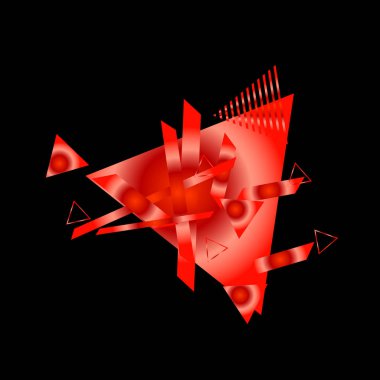 Siyah arka plan üzerinde kırmızı üçgenler ile geometrik desen