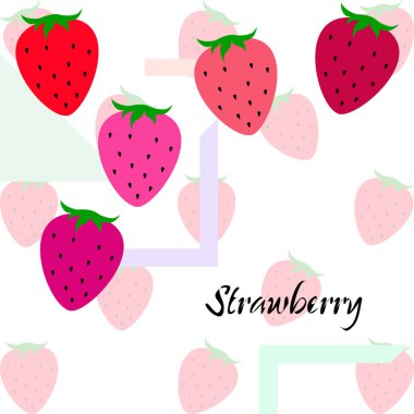 Yazı ile çilek İllüstrasyon, vektör 