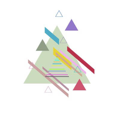 Beyaz arka plan üzerinde soyut renkli üçgenler