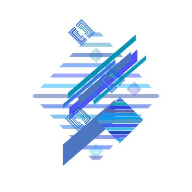 Beyaz arka plan üzerinde mavi eşkenar dörtgenile soyut desen