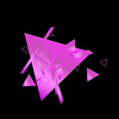 Siyah arka plan üzerinde pembe üçgenler ile geometrik desen
